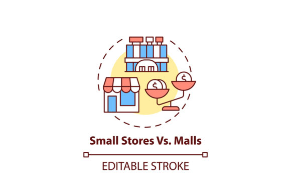 Download Small Stores Vs. Malls Concept Icon - Stores Collection