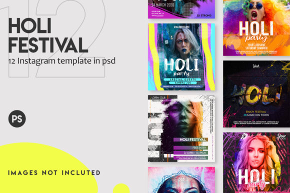 Download 12 Holi Festival Instagram Post Set - Post set Collection