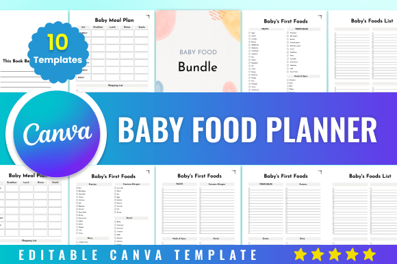 Download Editable Baby Food Planner Kdp Canva - Food Collection