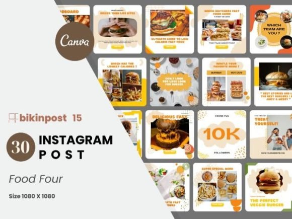 Download Food Four Canva Instagram Post Template - Food Collection