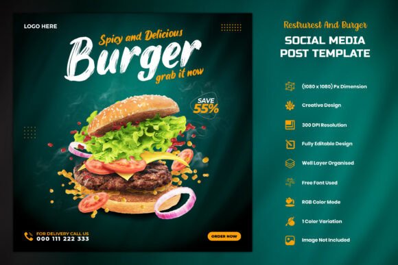 Download Burger and Food Social Media Post Banner - Food Collection