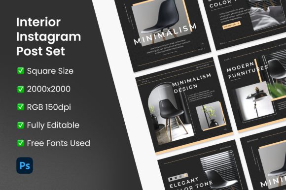 Download Modern Interior Instagram Post Set - Post set Collection