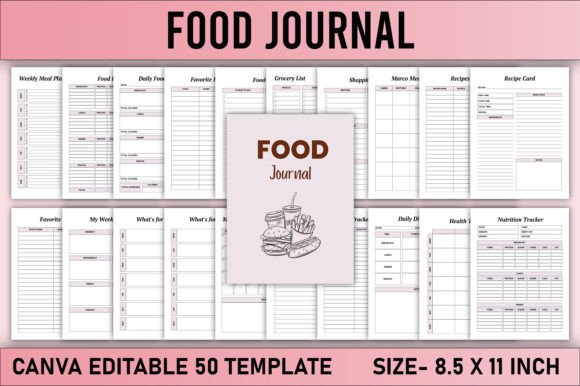 Download Editable Food Journal Canva Template - Food Collection